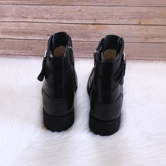 UGG Jaidyn Black Leather Cozy Combat Boots - Picture 7 of 9